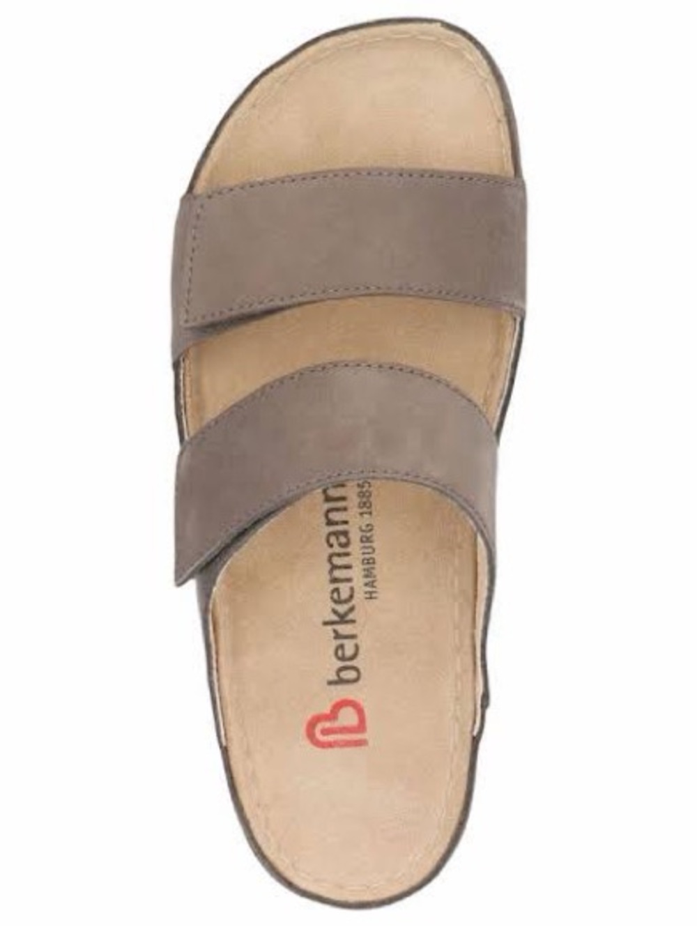 Berkemann Winona Two-Strap Slide Sandals in gray nubuck